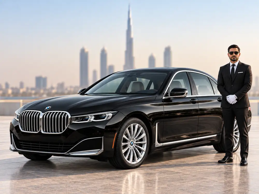 BMW 7 Series rental in Dubai with professional chauffeur