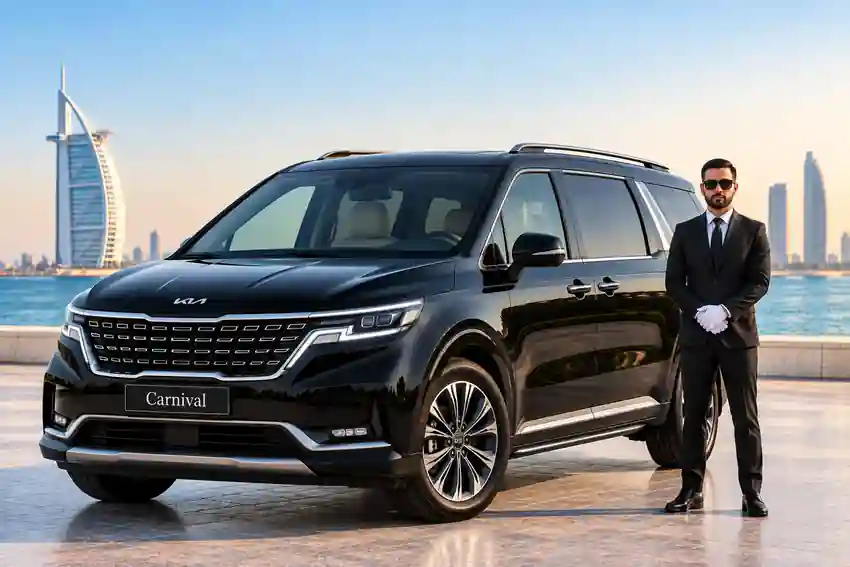 KIA Carnival rental in Dubai with chauffeur