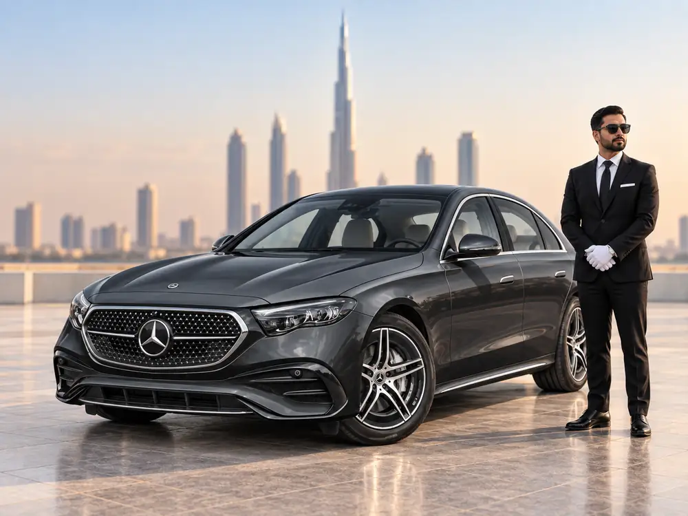 Mercedes E Class Hire in Dubai with professional chauffeur
