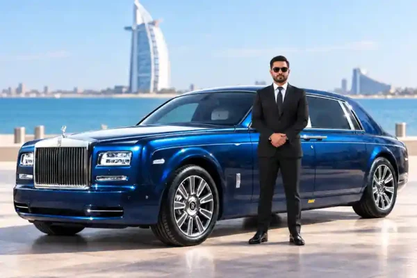 Rolls Royce Phantom chauffeur service in Dubai with professional driver