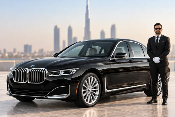 BMW 7 Series rental in Dubai with professional chauffeur