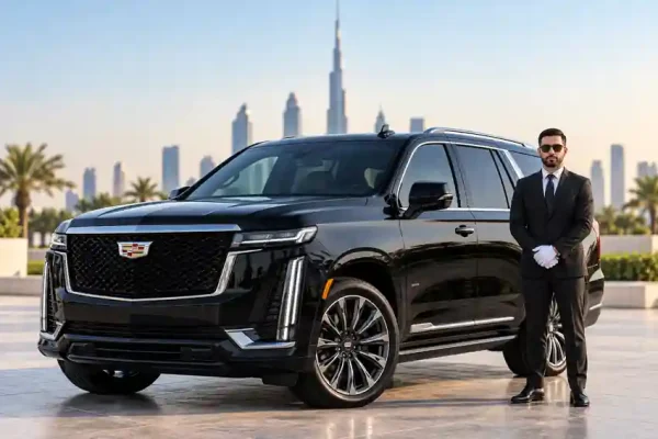 Cadillac Escalade rental Dubai with professional chauffeur