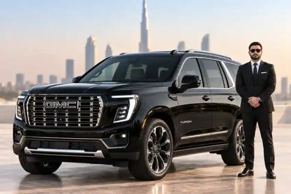 GMC Yukon rental Dubai with professional chauffeur
