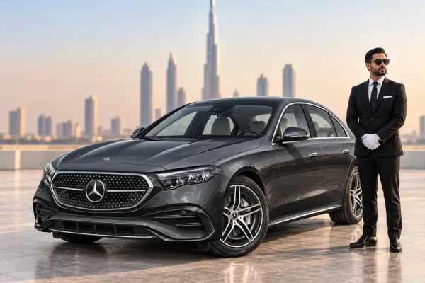 Mercedes E Class Hire in Dubai with professional chauffeur