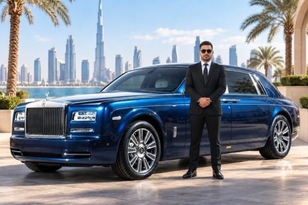 Rolls Royce Phantom chauffeur service in Dubai with professional driver