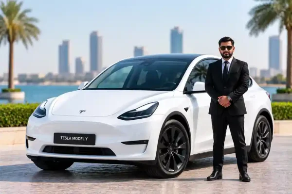 Tesla Model Y With Driver in Dubai